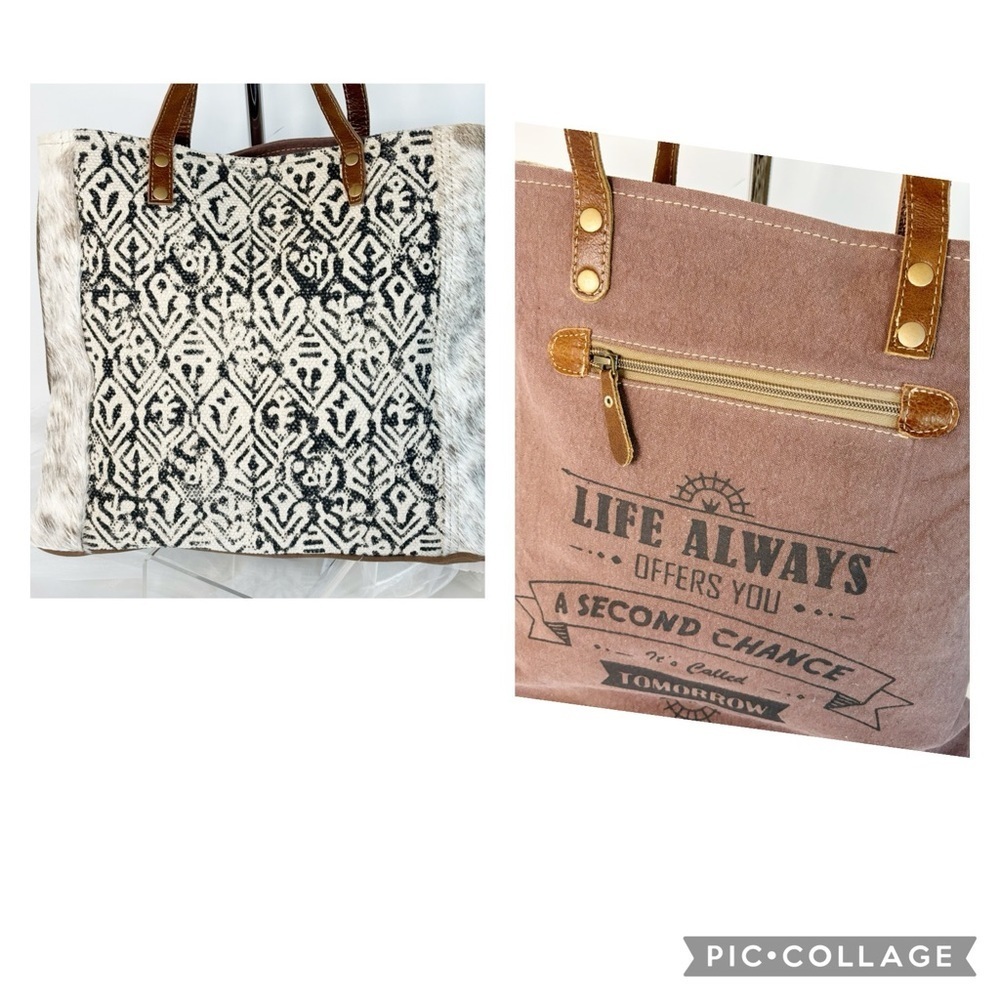 Myra Bag Cotton Rug Leather Tote!